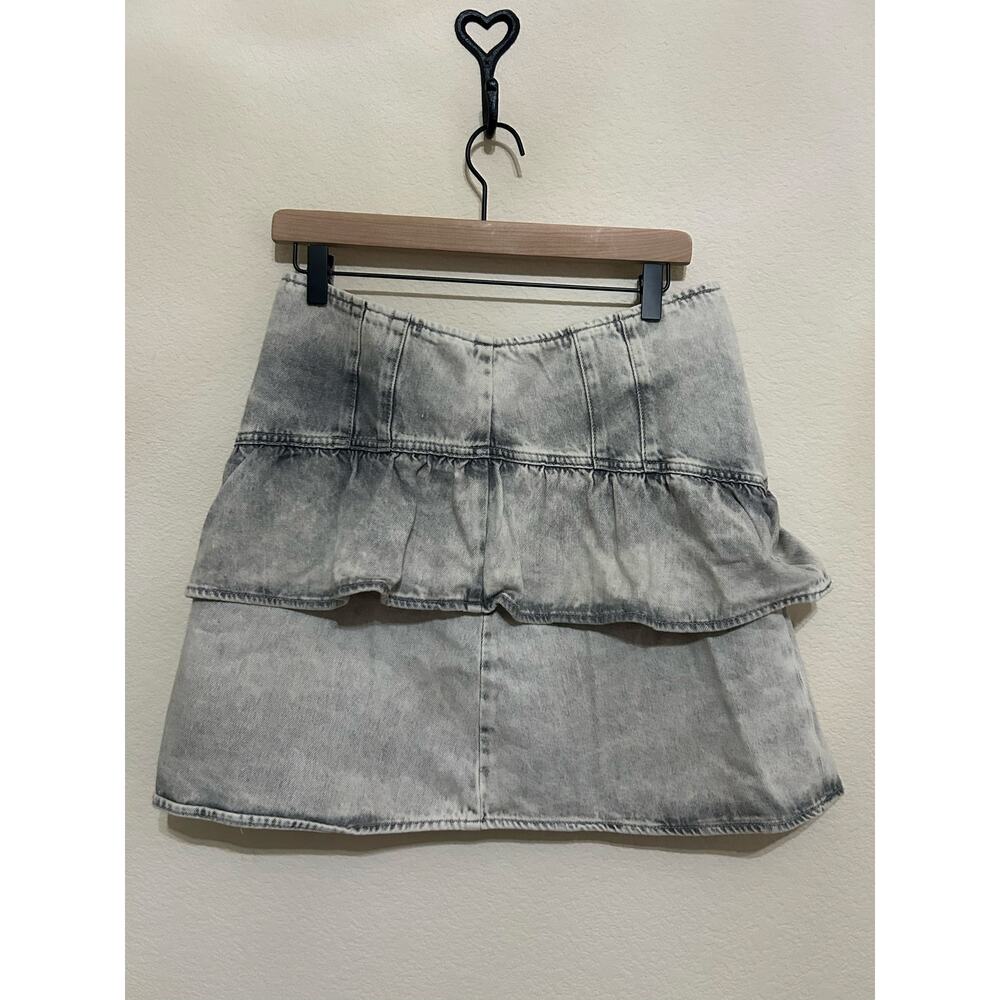All Saints Women's Size 8 Denim Skirt Y2K Mini Skater Acid Washed Preppy